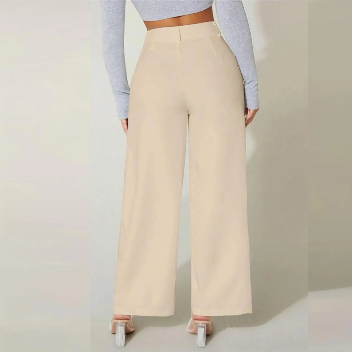 Women's High Waist Pants Trendy Drape Straight Dress Pants Fall Casual Wild Long Trousers Comfy High-end Pants