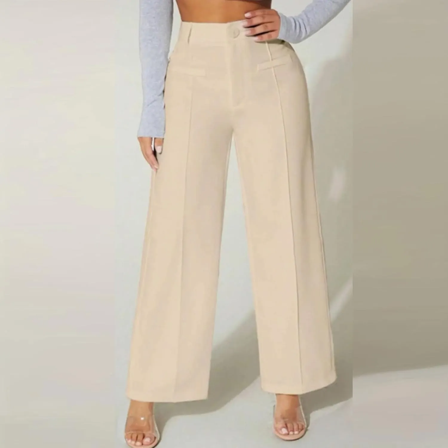 Women's High Waist Pants Trendy Drape Straight Dress Pants Fall Casual Wild Long Trousers Comfy High-end Pants