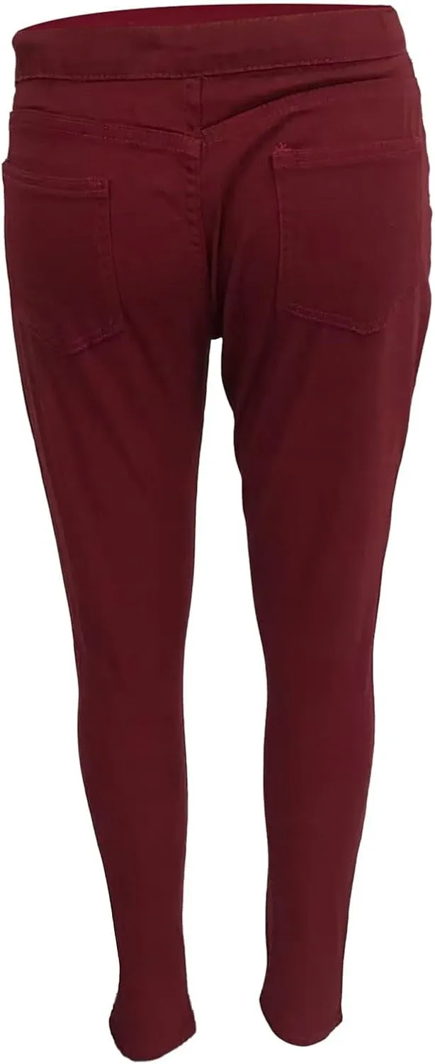 Women's Jeggings with Pockets, Skinny Fit Denim Look, High Waisted Stretchy Pull On Pants, Full-Length & Capri