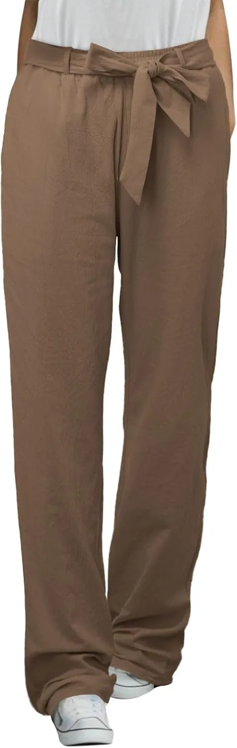 Women's Linen Blend Summer Letter Patched Pants Low Waist Straight Plus Size Trouser Travel