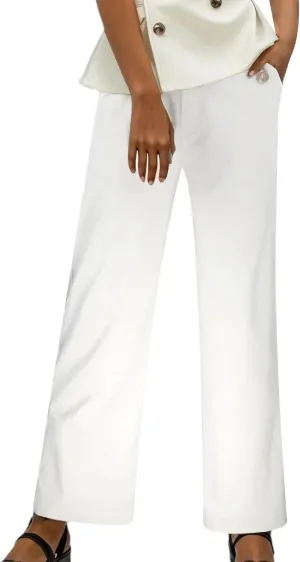 Women's Linen Blend Summer Y2K Streetwear Pants Elastic Waisted Straight Plus Size Palazzo Pants Work Business