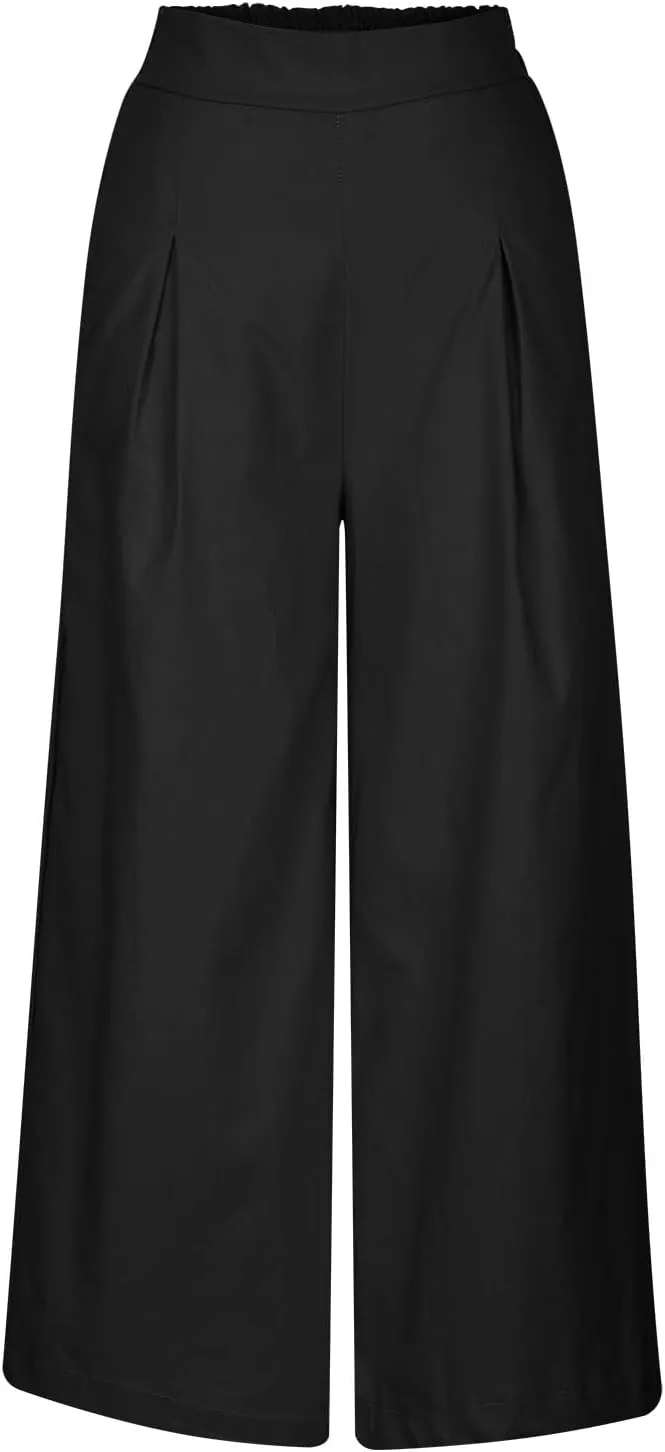 Womens Linen Pants 2025 Summer Casual Loose Wide Leg Palazzo Pants Spring High Waist Flowy Beach Trendy Outfits