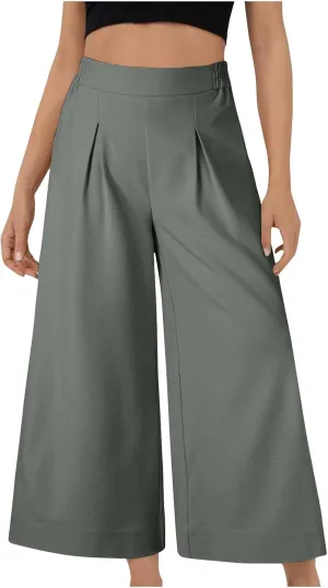 Womens Linen Pants 2025 Summer Casual Loose Wide Leg Palazzo Pants Spring High Waist Flowy Beach Trendy Outfits