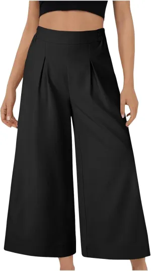 Womens Linen Pants 2025 Summer Casual Loose Wide Leg Palazzo Pants Spring High Waist Flowy Beach Trendy Outfits