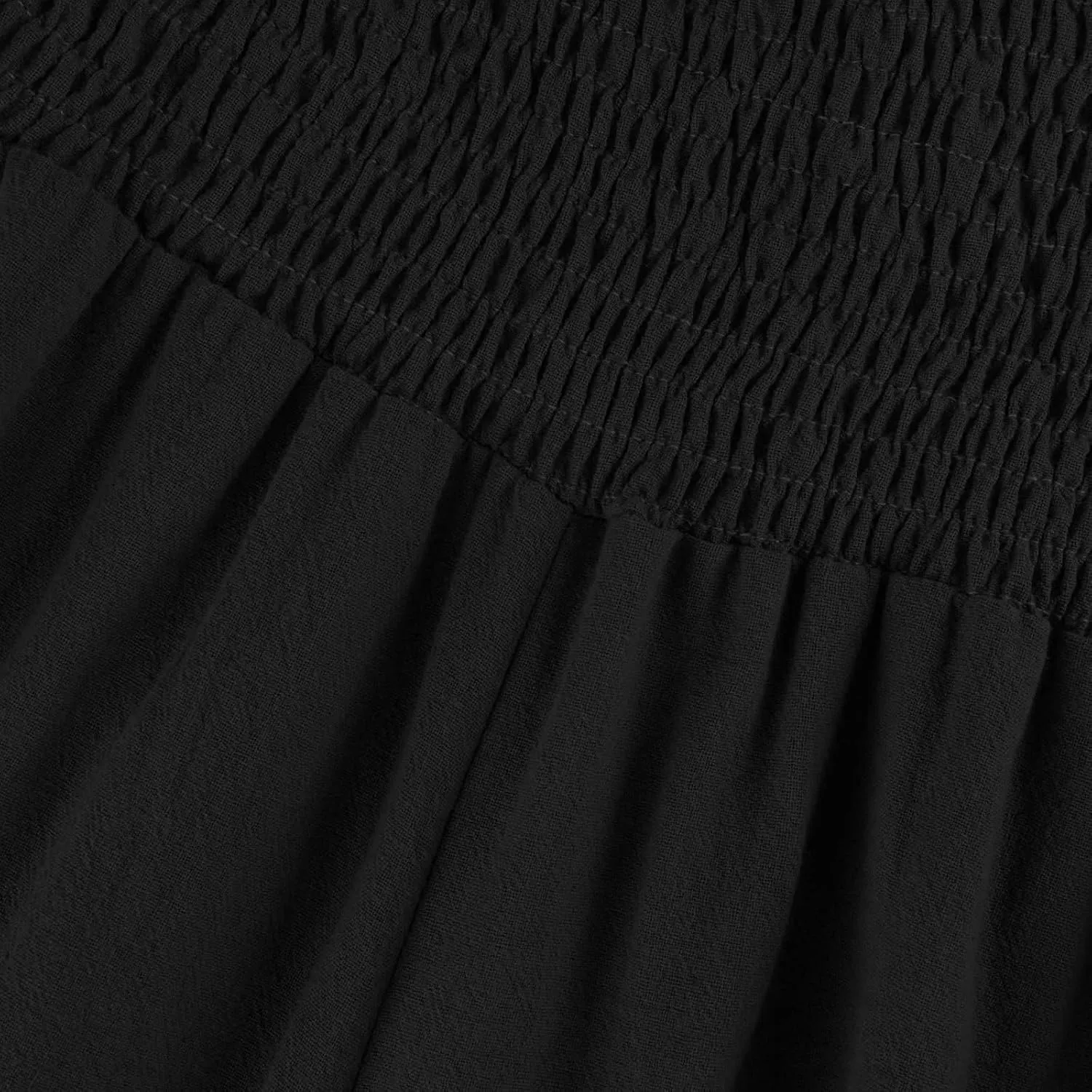 Women's Linen Pants Summer Wide Leg Smocked Waist Ruffle Hem Palazzo Pants Boho Flowy Beach Pants with Pockets
