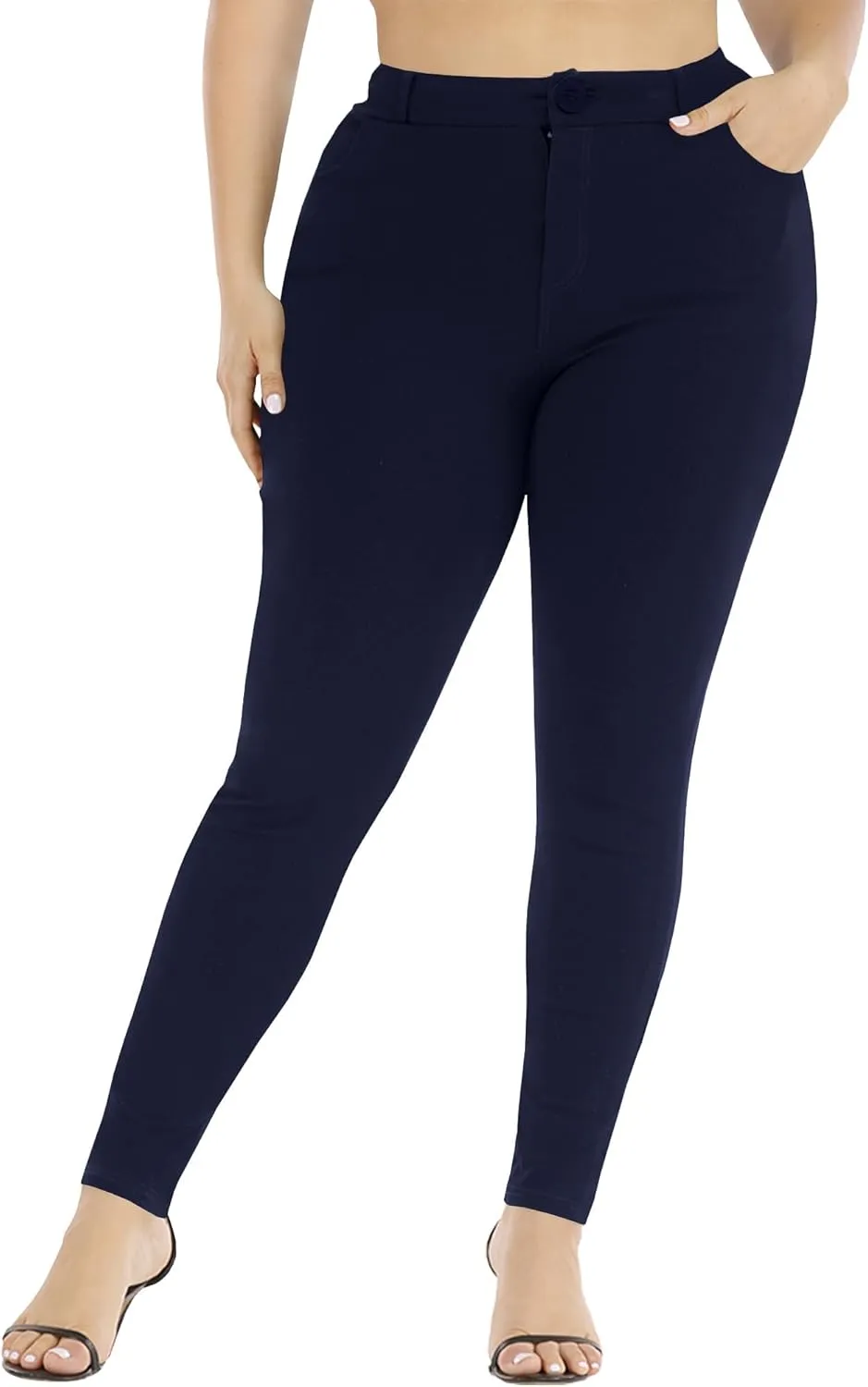 Womens Plus Size Pants Skinny Stretchy High Waisted Casual Ease into Comfort Dress Pants
