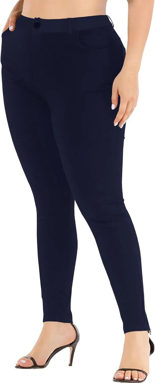 Womens Plus Size Pants Skinny Stretchy High Waisted Casual Ease into Comfort Dress Pants