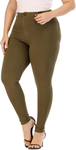 Womens Plus Size Pants Skinny Stretchy High Waisted Casual Ease into Comfort Dress Pants