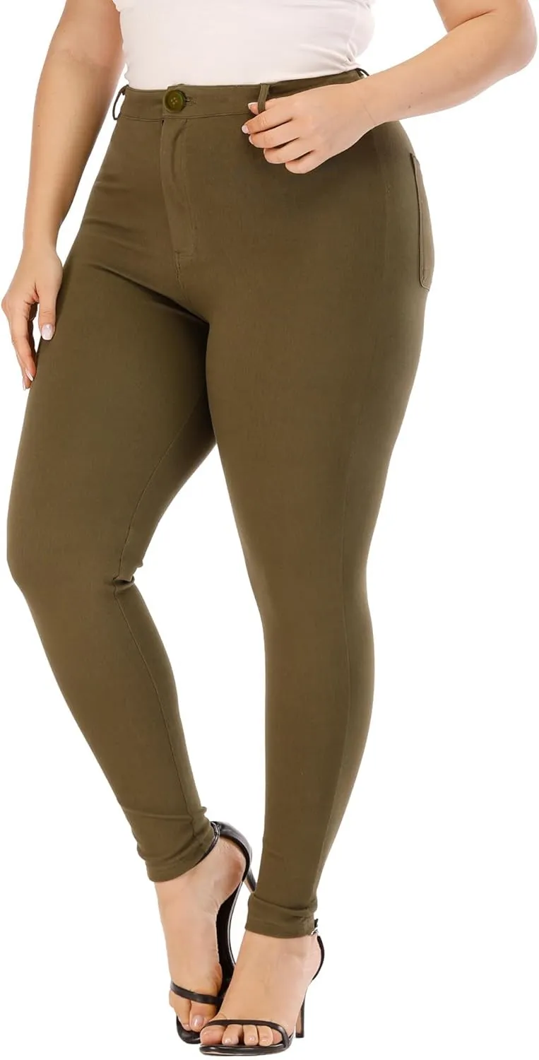 Womens Plus Size Pants Skinny Stretchy High Waisted Casual Ease into Comfort Dress Pants