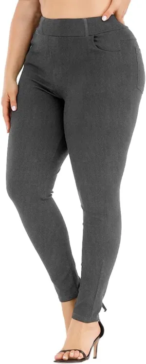 Womens Plus Size Pants Skinny Stretchy High Waisted Casual Ease into Comfort Dress Pants
