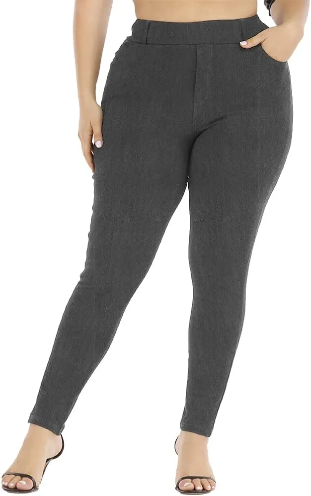 Womens Plus Size Pants Skinny Stretchy High Waisted Casual Ease into Comfort Dress Pants