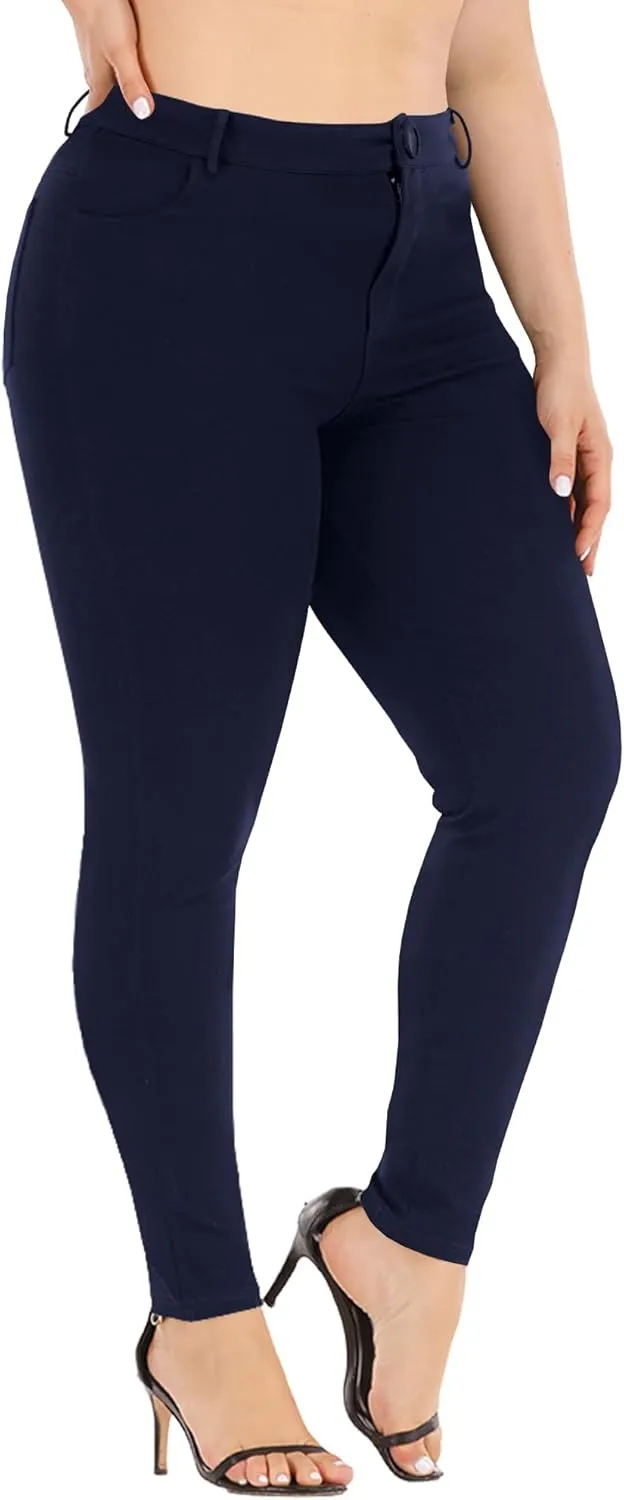 Womens Plus Size Pants Skinny Stretchy High Waisted Casual Ease into Comfort Dress Pants