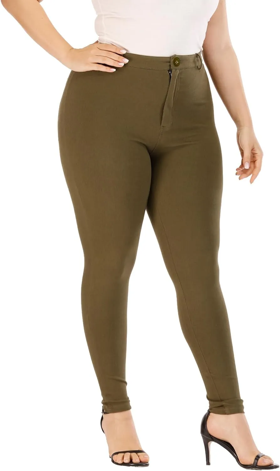Womens Plus Size Pants Skinny Stretchy High Waisted Casual Ease into Comfort Dress Pants