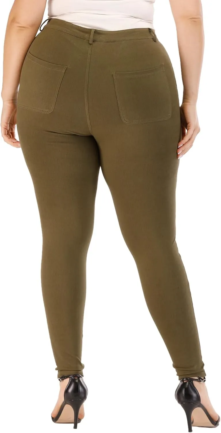 Womens Plus Size Pants Skinny Stretchy High Waisted Casual Ease into Comfort Dress Pants