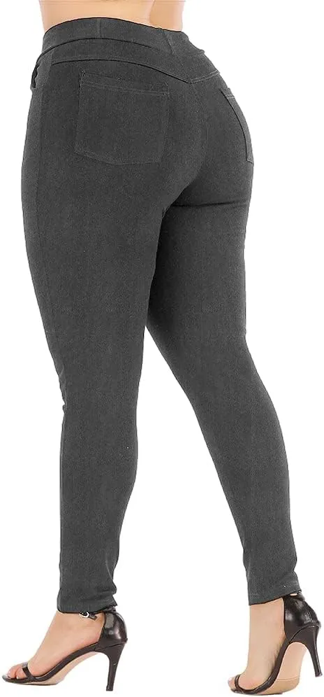 Womens Plus Size Pants Skinny Stretchy High Waisted Casual Ease into Comfort Dress Pants