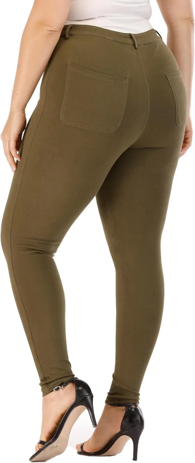 Womens Plus Size Pants Skinny Stretchy High Waisted Casual Ease into Comfort Dress Pants