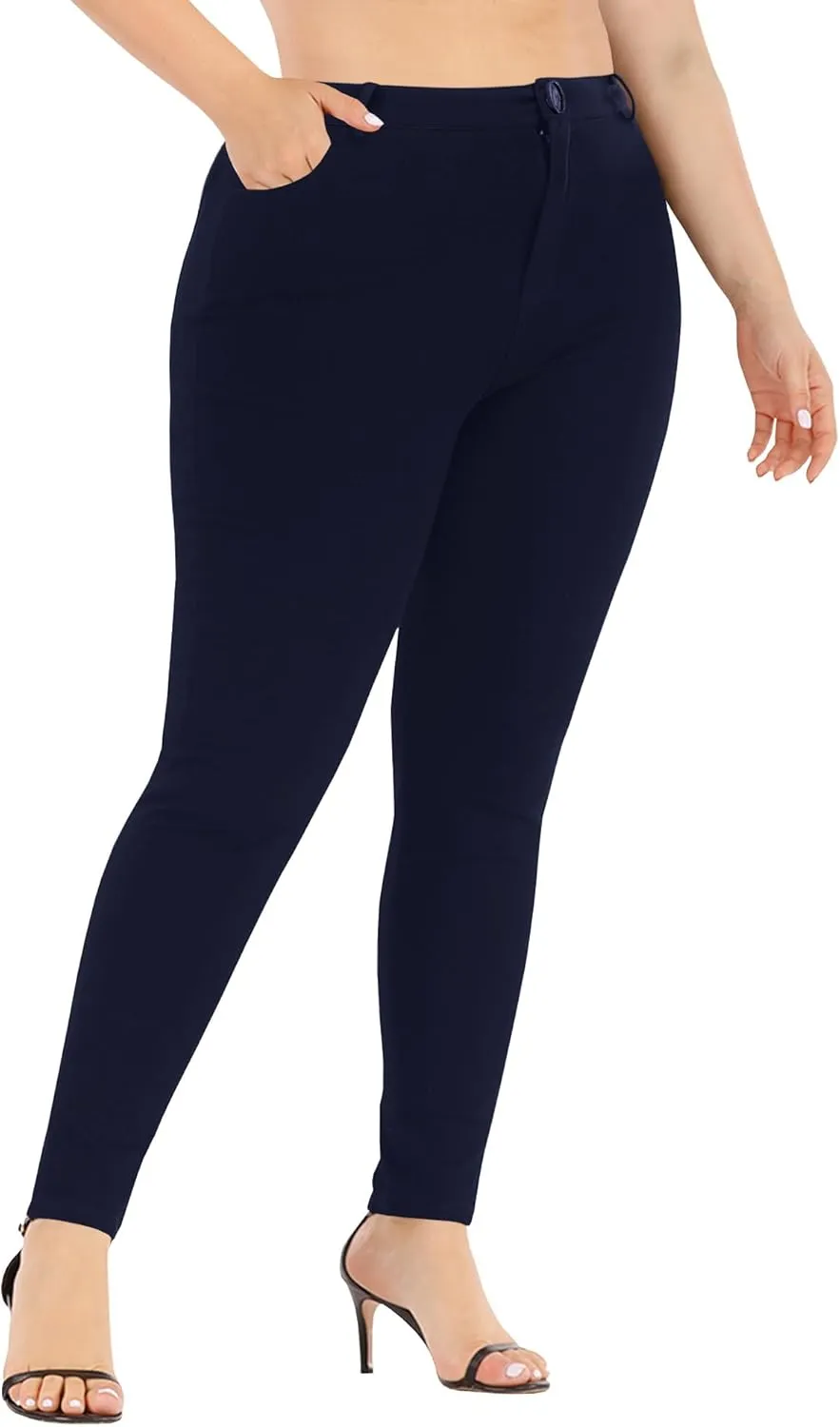 Womens Plus Size Pants Skinny Stretchy High Waisted Casual Ease into Comfort Dress Pants