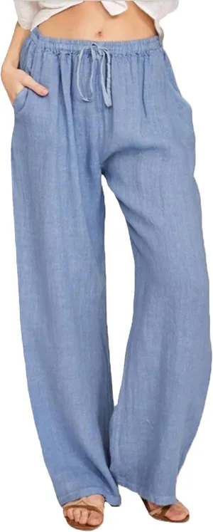 Women's Summer Drawstring Waist Wide Leg Loose Palazzo Pant 2025 Casual Lounge Beach Trendy Pants with Pockets