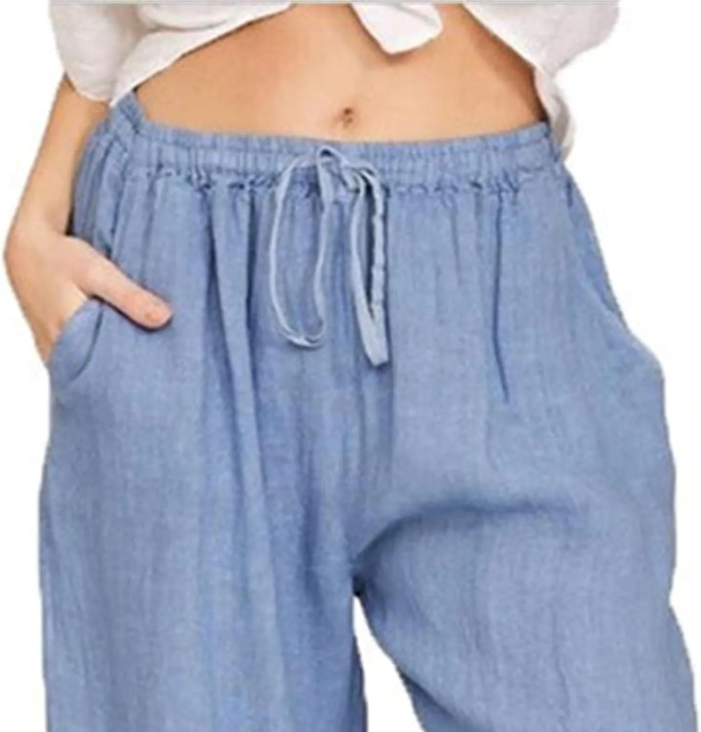 Women's Summer Drawstring Waist Wide Leg Loose Palazzo Pant 2025 Casual Lounge Beach Trendy Pants with Pockets