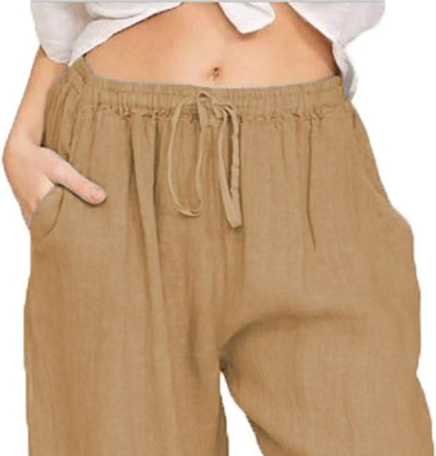 Women's Summer Drawstring Waist Wide Leg Loose Palazzo Pant 2025 Casual Lounge Beach Trendy Pants with Pockets