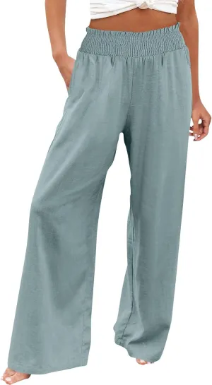 Womens Tall Dress Pants Wide Leg High Waist Summer Casual Boho Trousers Travel Vacation Long Work