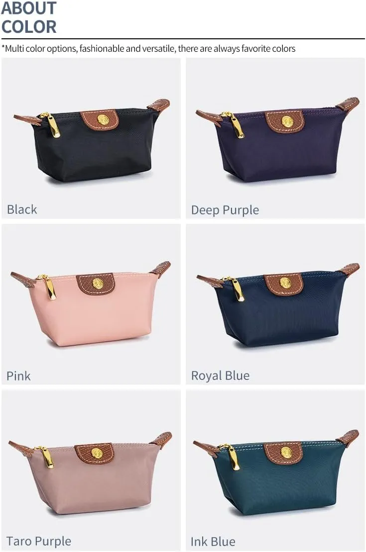Womens Unique Change Purse Vintage Nylon Zip Coin Wallet Mini Bag (Brown)