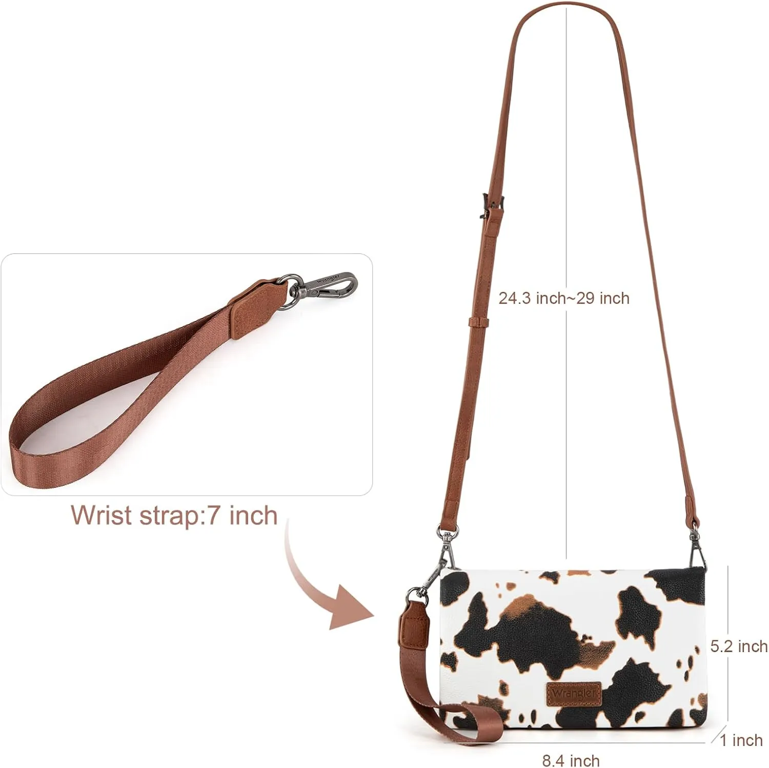 Wrangler Cow Print Womens Wristlet Wallet RFID Blocking Bifold Clutch Credit Card Holder Purse