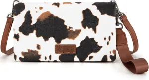 Wrangler Cow Print Womens Wristlet Wallet RFID Blocking Bifold Clutch Credit Card Holder Purse