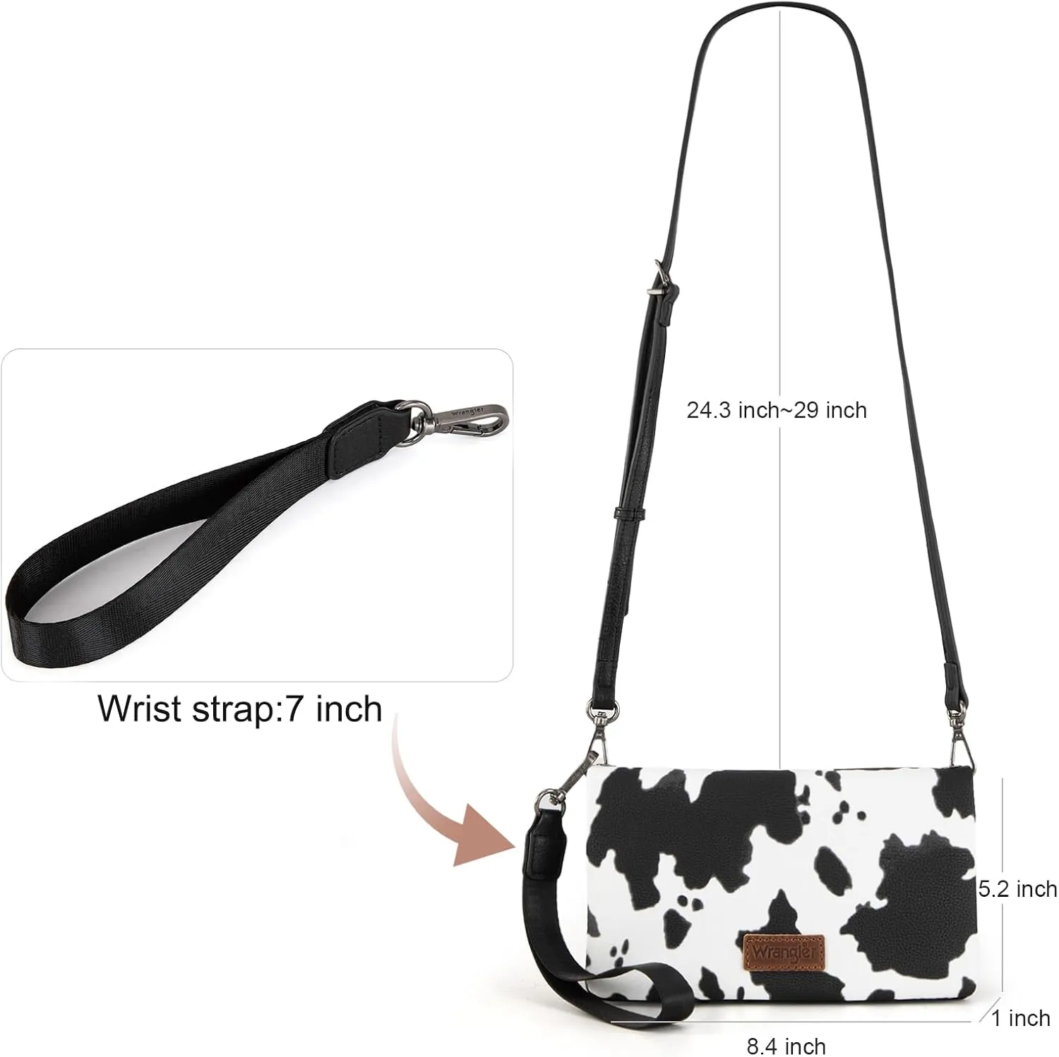 Wrangler Cow Print Womens Wristlet Wallet RFID Blocking Bifold Clutch Credit Card Holder Purse