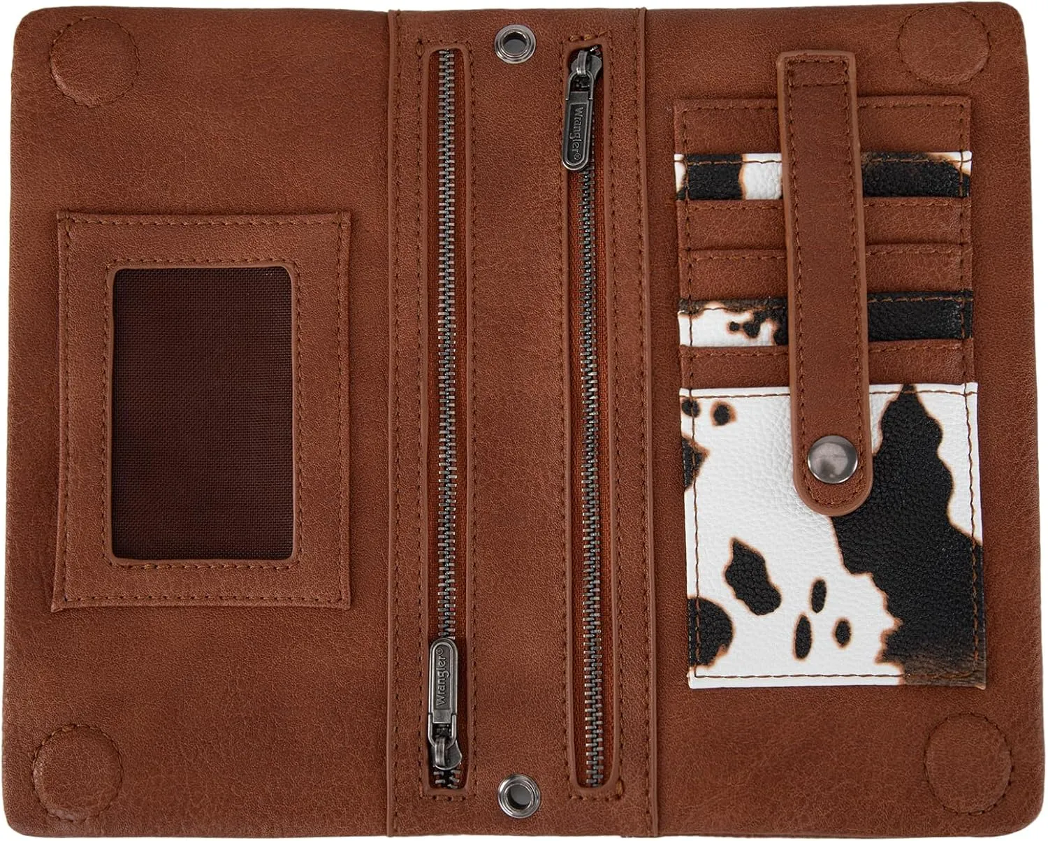 Wrangler Cow Print Womens Wristlet Wallet RFID Blocking Bifold Clutch Credit Card Holder Purse