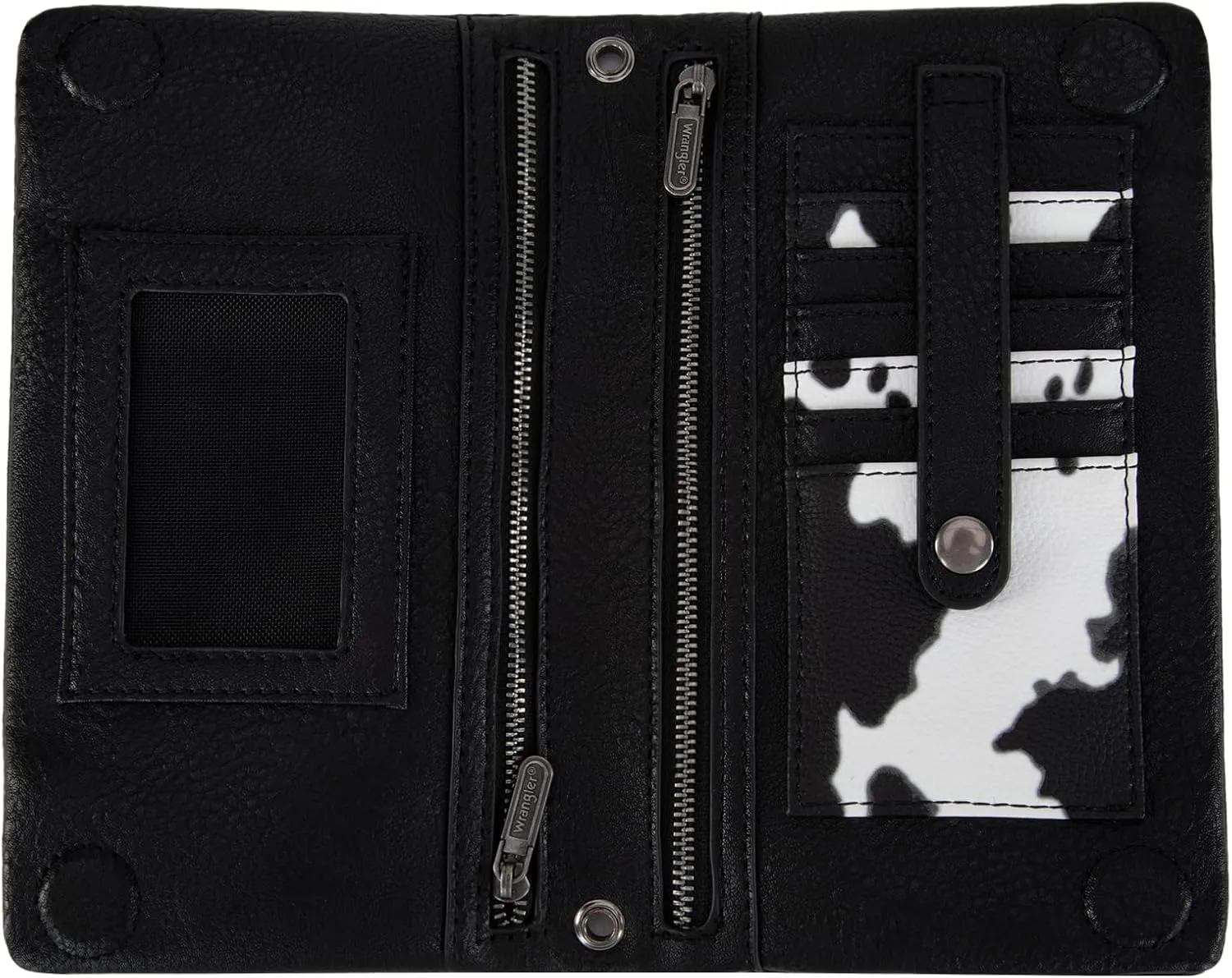 Wrangler Womens Wristlet Wallet RFID Blocking Bifold Clutch Credit Card Holder Purse with Crossbody Strap WG176-4001BK
