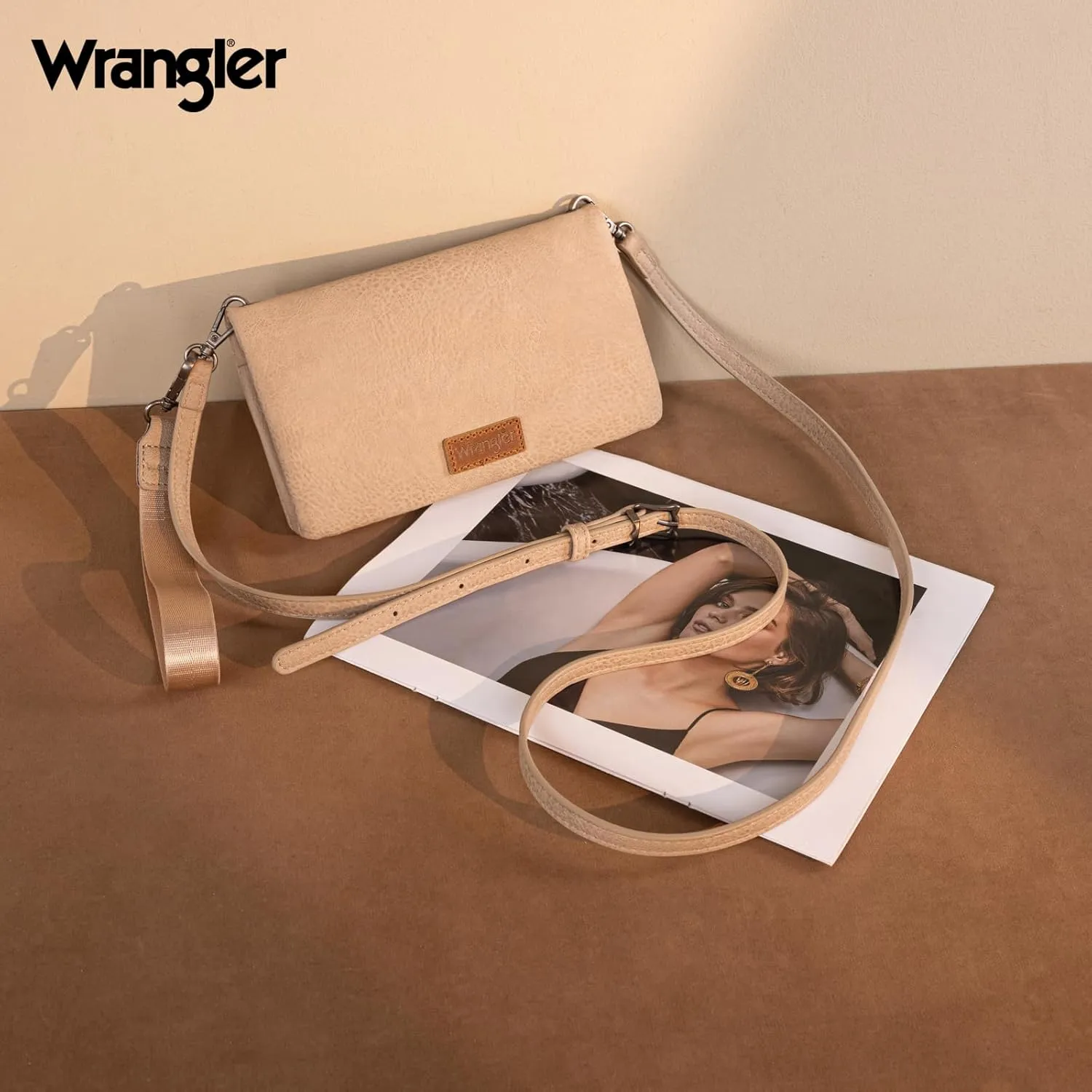 Wrangler Womens Wristlet Wallet RFID Blocking Bifold Clutch Credit Card Holder Purse with Crossbody Strap