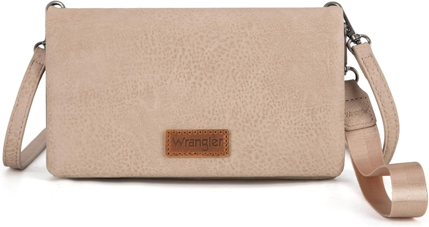Wrangler Womens Wristlet Wallet RFID Blocking Bifold Clutch Credit Card Holder Purse with Crossbody Strap