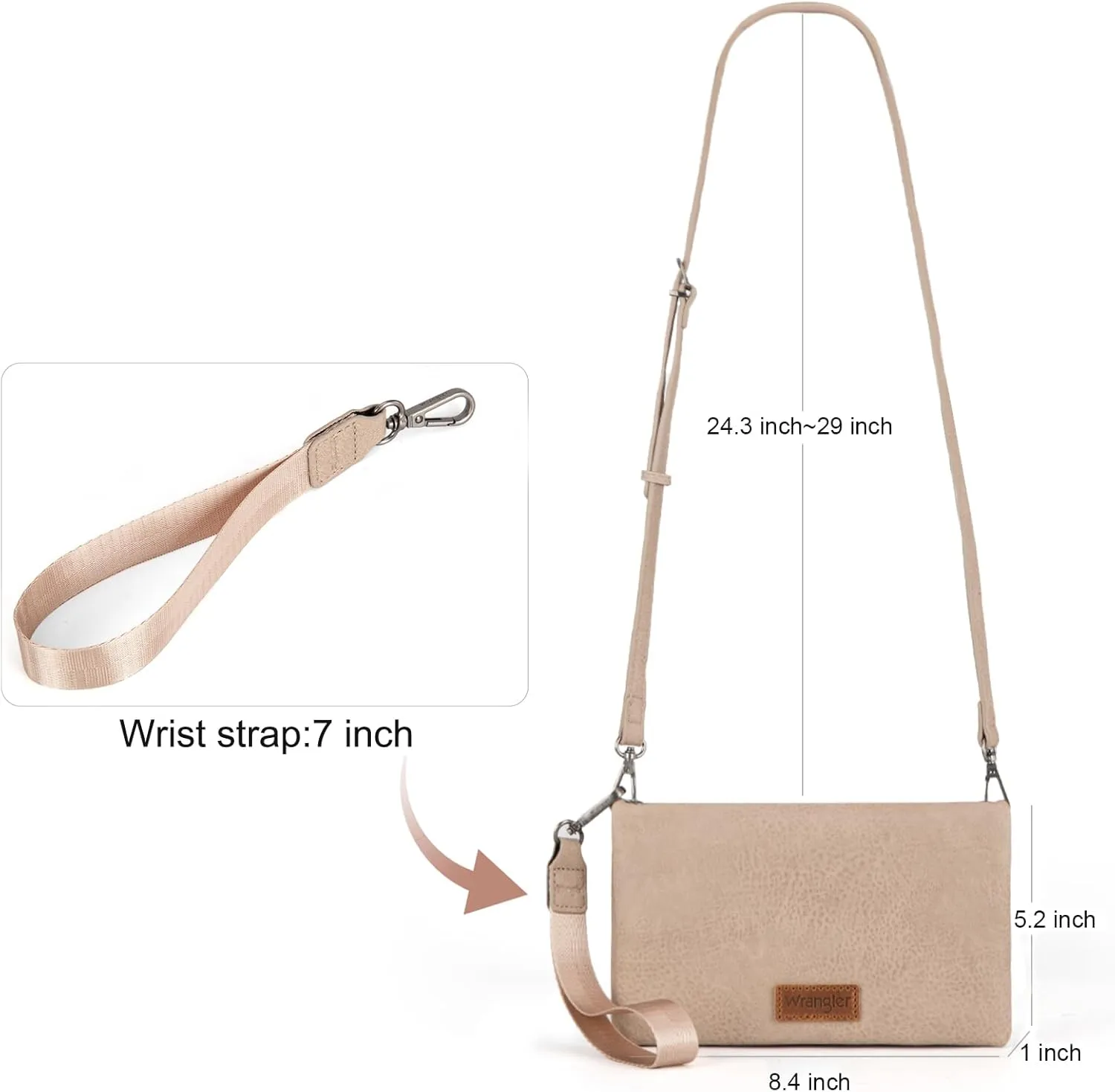 Wrangler Womens Wristlet Wallet RFID Blocking Bifold Clutch Credit Card Holder Purse with Crossbody Strap