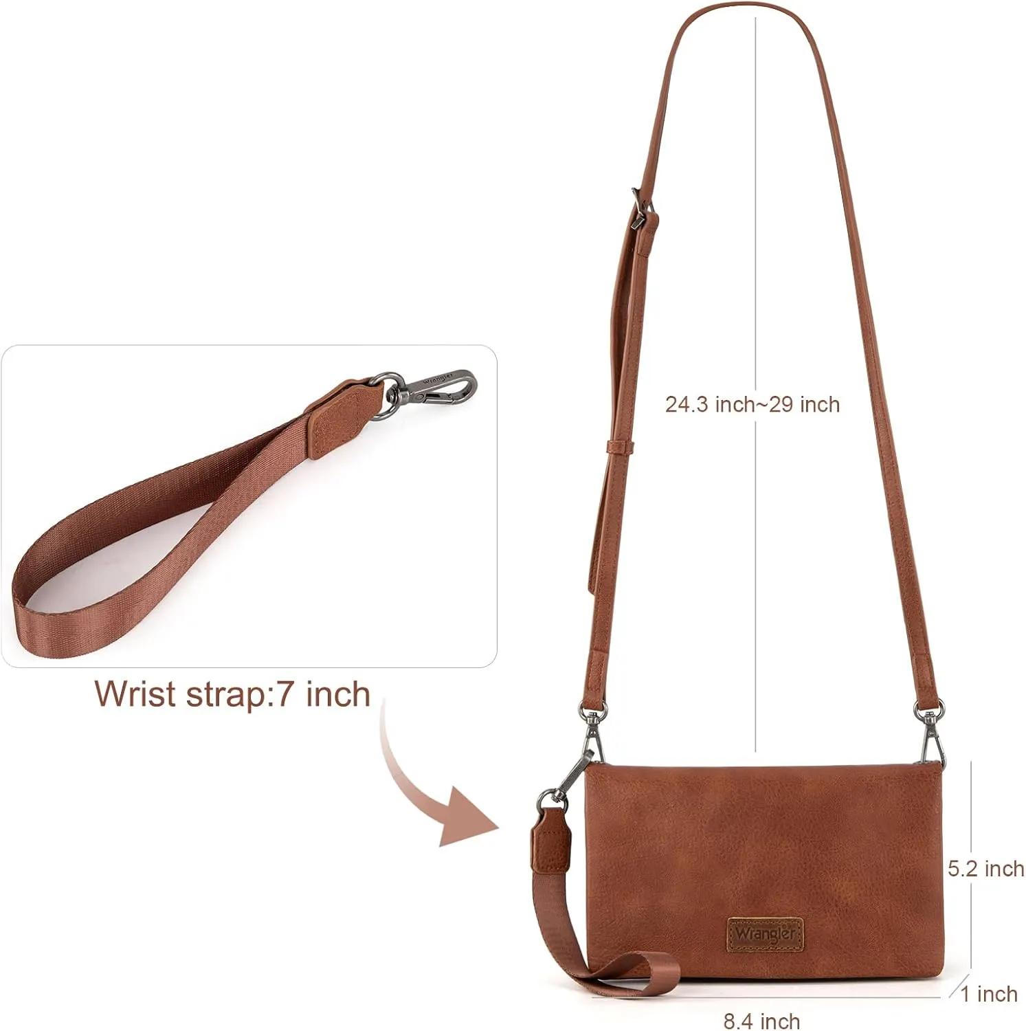 Wrangler Womens Wristlet Wallet RFID Blocking Bifold Clutch Credit Card Holder Purse with Crossbody Strap