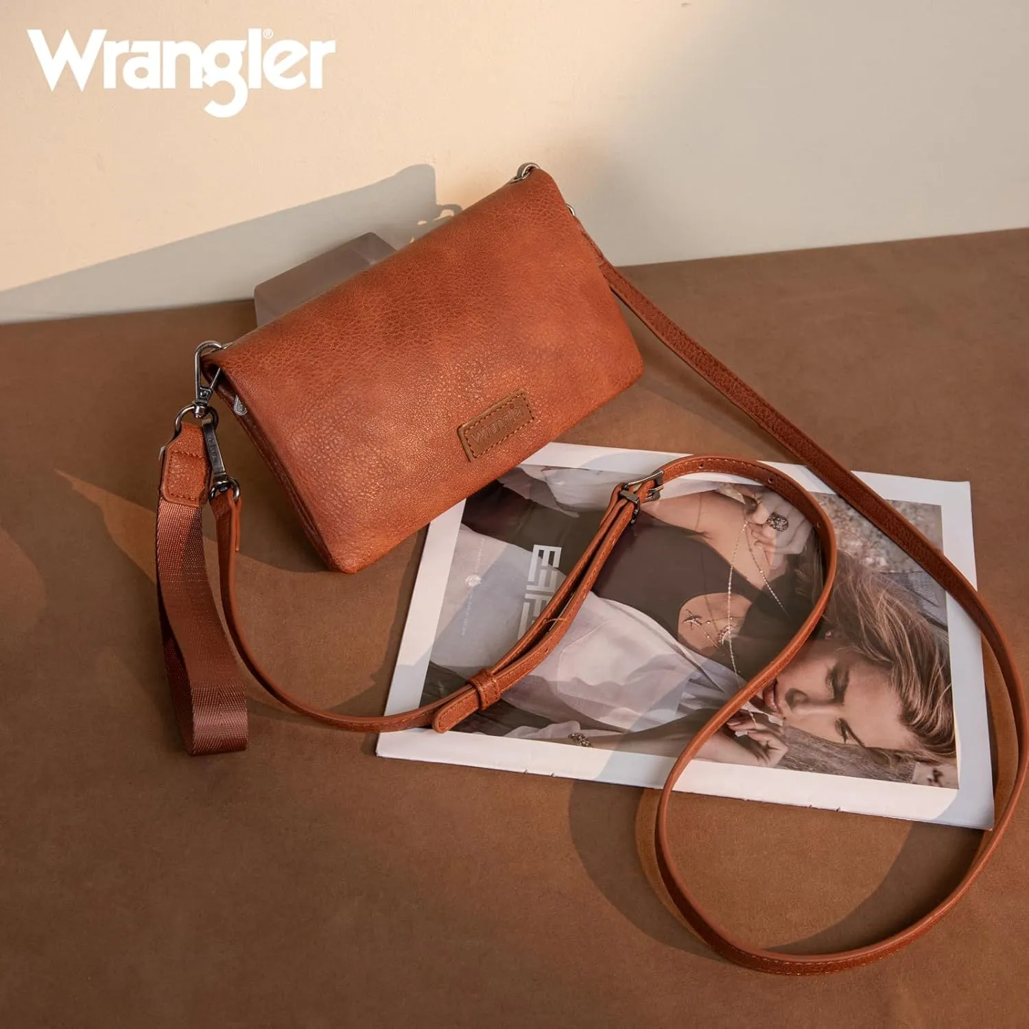 Wrangler Womens Wristlet Wallet RFID Blocking Bifold Clutch Credit Card Holder Purse with Crossbody Strap