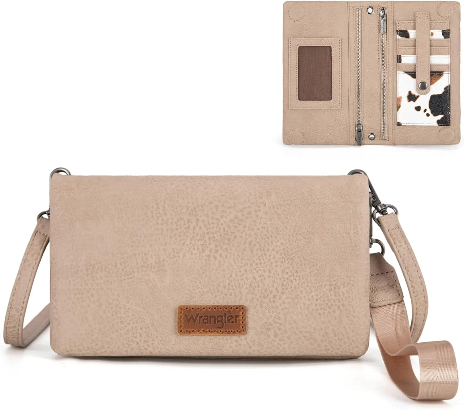Wrangler Womens Wristlet Wallet RFID Blocking Bifold Clutch Credit Card Holder Purse with Crossbody Strap
